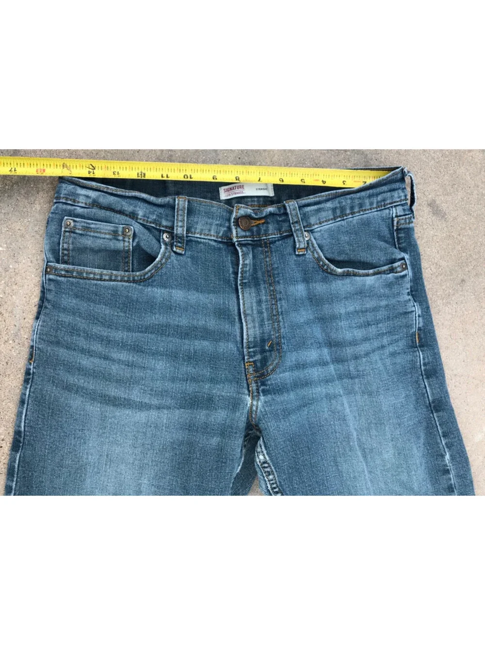 Levis Signature Straight Denim Blue Jeans Mens 30X30 Medium Wash  Faded Thighs